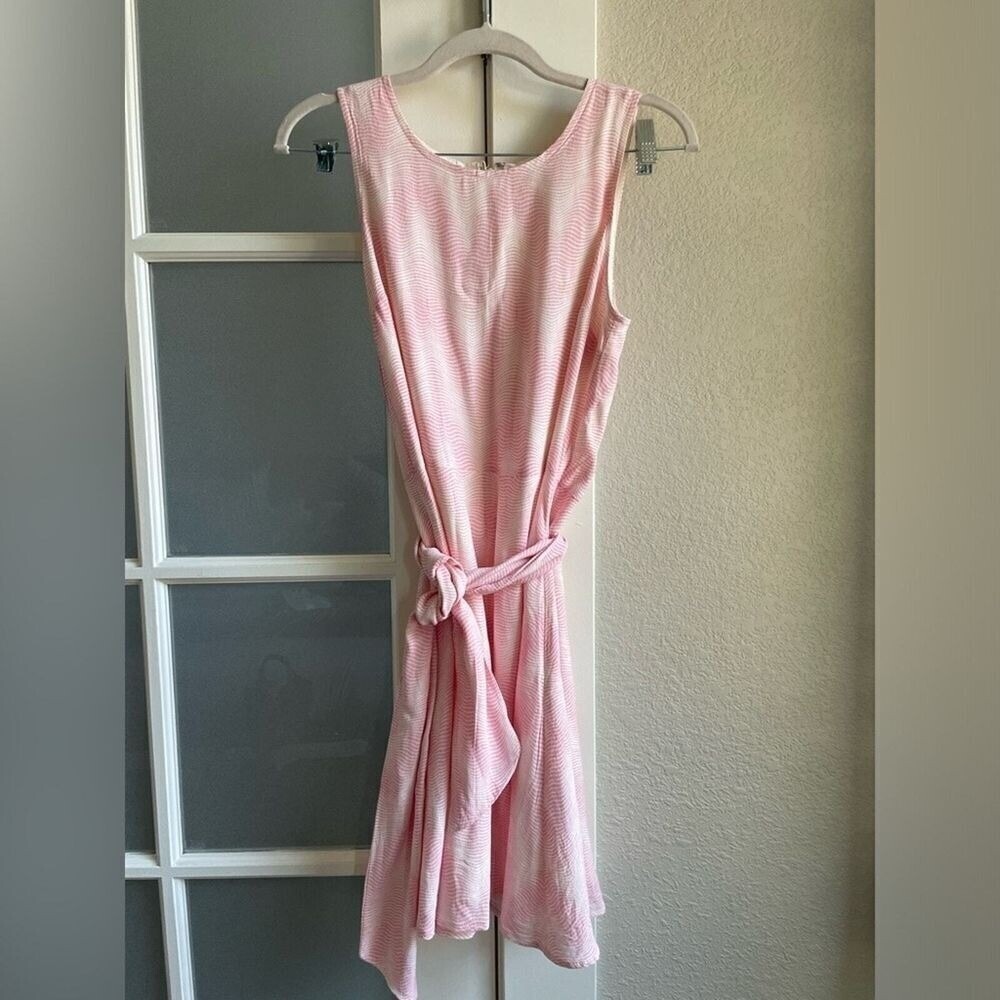 Gap - Women's‎ Print tie-belt fit and flare dress - Size Small - Pink & White - Picture 4 of 5